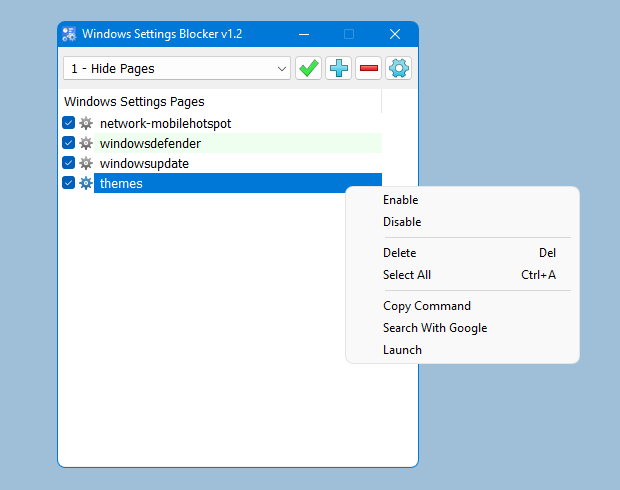 Windows Settings Blocker v1.2
