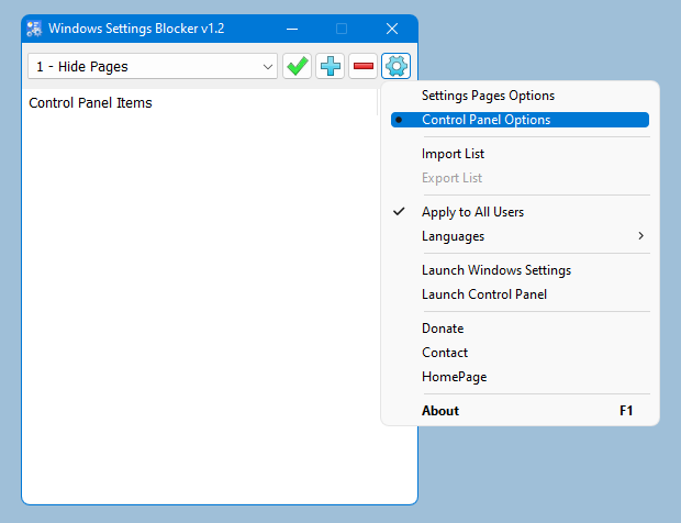 Windows Settings Blocker v1.2