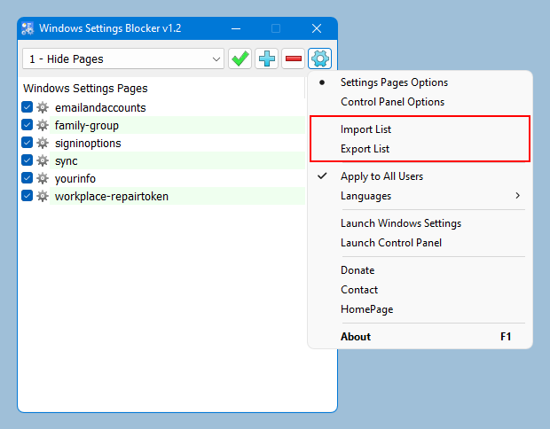 Windows Settings Blocker v1.2