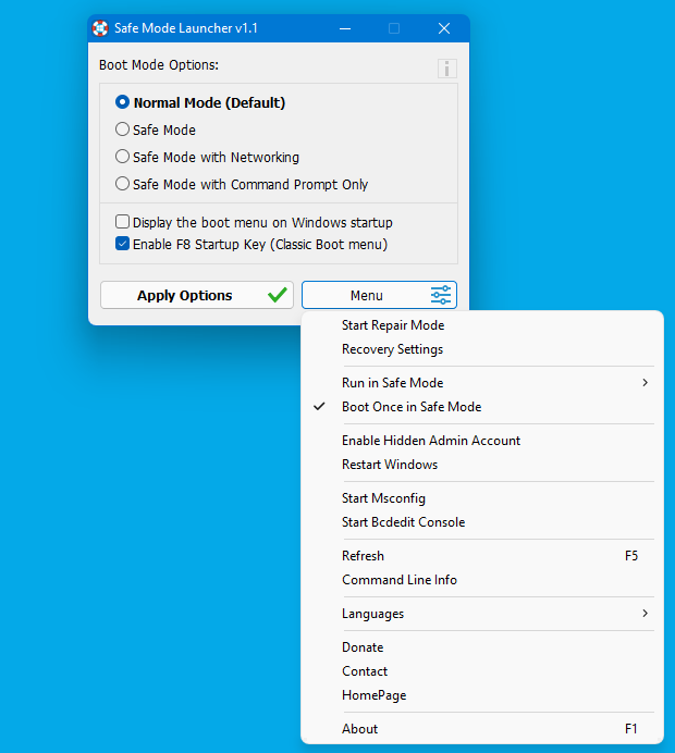 Safe Mode Launcher v1.1