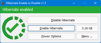 Hibernate Enable or Disable v1.3