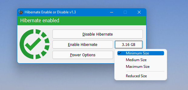 Hibernate Enable or Disable v1.3