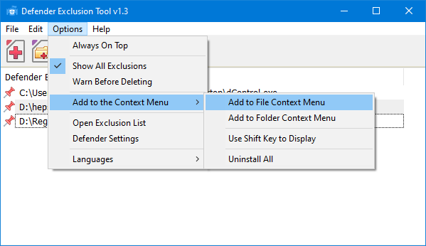 Defender Exclusion Tool v1.3