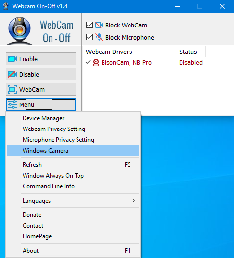 WebCam On-Off v1.4