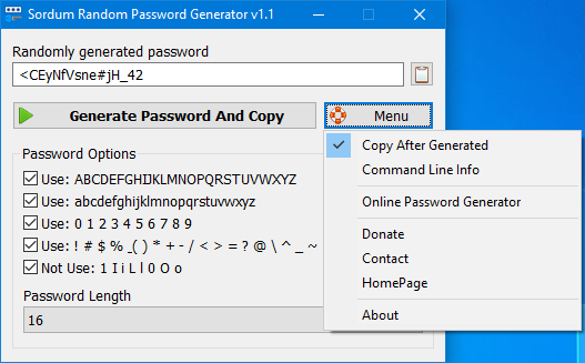 Sordum Random Password Generator