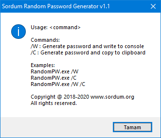 Sordum Random Password Generator