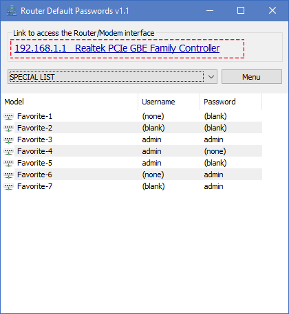 Router Default Password v1.1