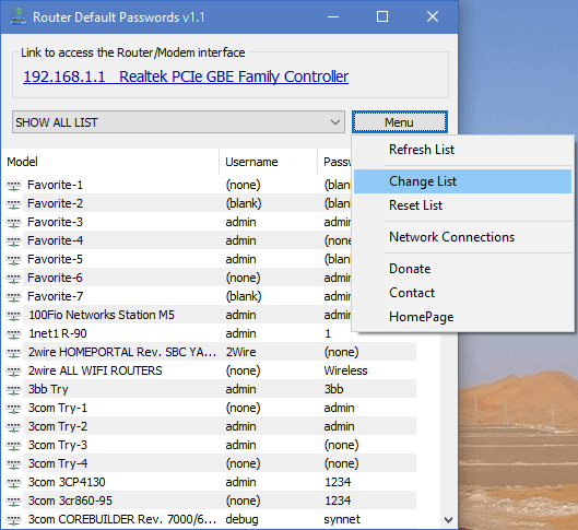 Router Default Password v1.1