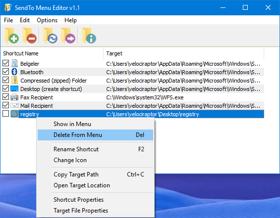 SendTo Menu Editor v1.1