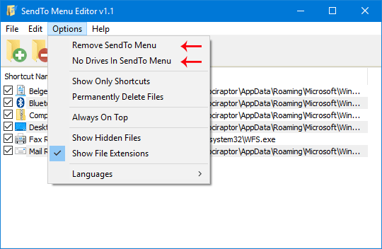 SendTo Menu Editor v1.1