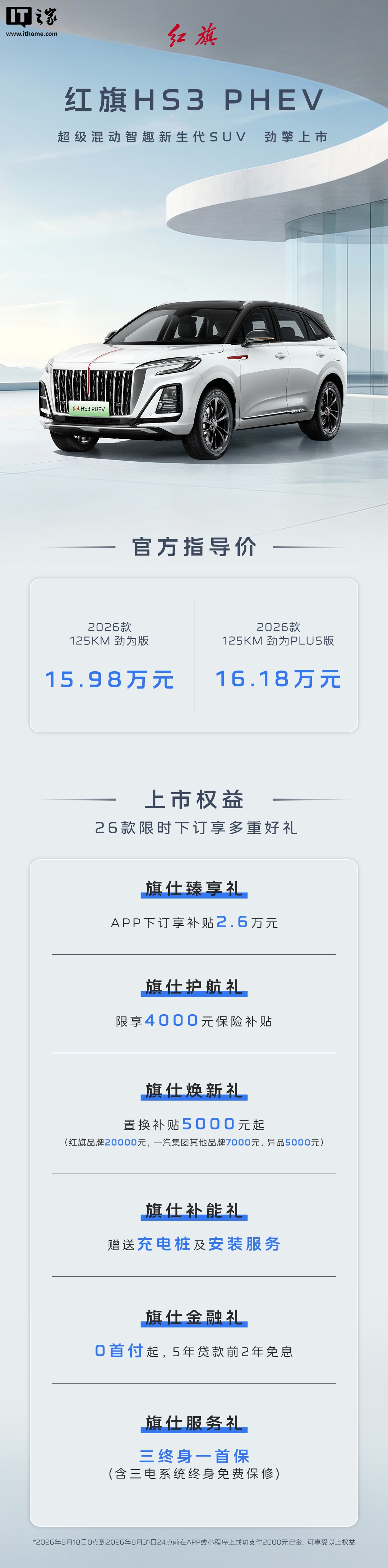 2026款红旗HS3 PHEV上市:车机升级FAW OS,可选高阶驾驶辅助
