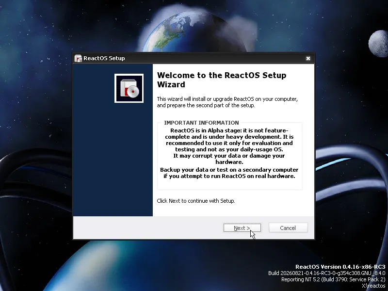 ReactOS 0.4.16 发布:加入图形安装程序与 Server Core 安装类型