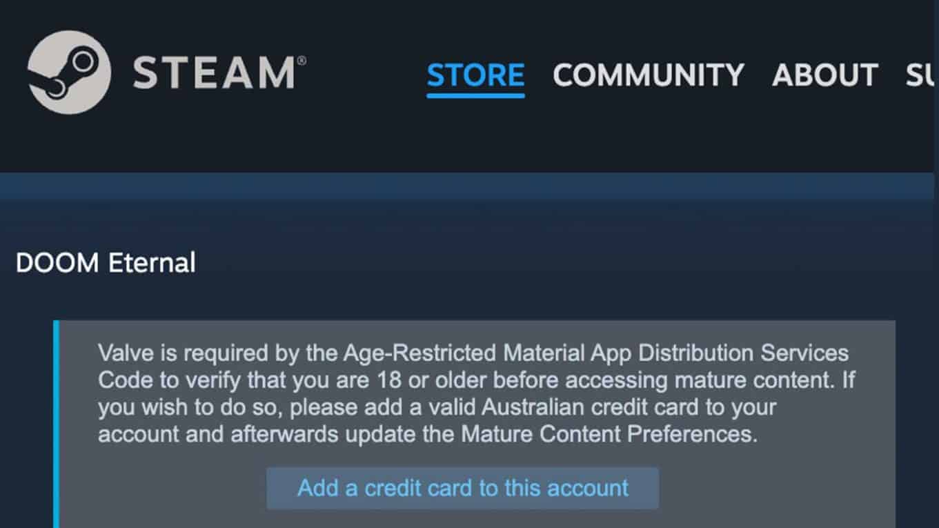 Steam澳大利亚区上线年龄验证,18+游戏需信用卡确认