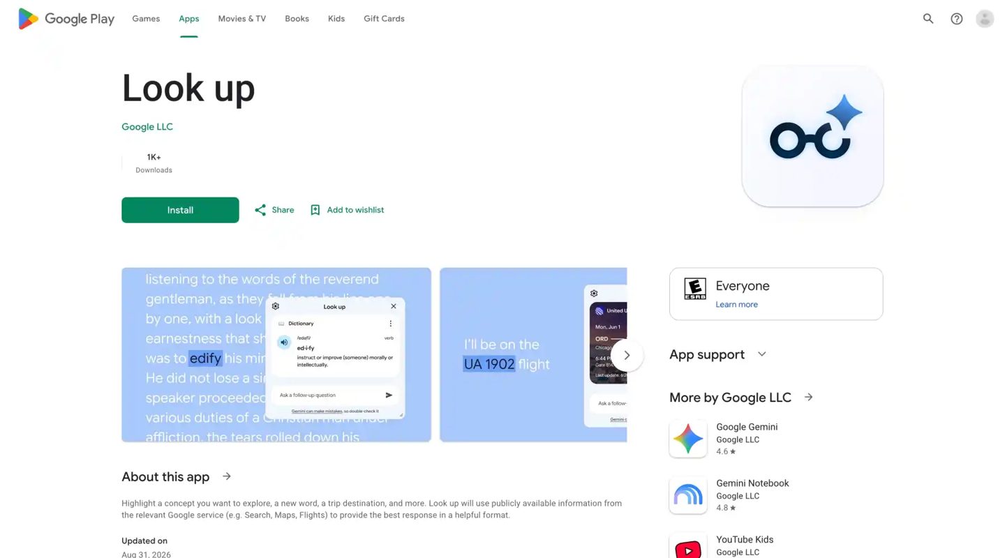 谷歌 Googlebook 配套应用 Look up 短暂上架,提供上下文查询