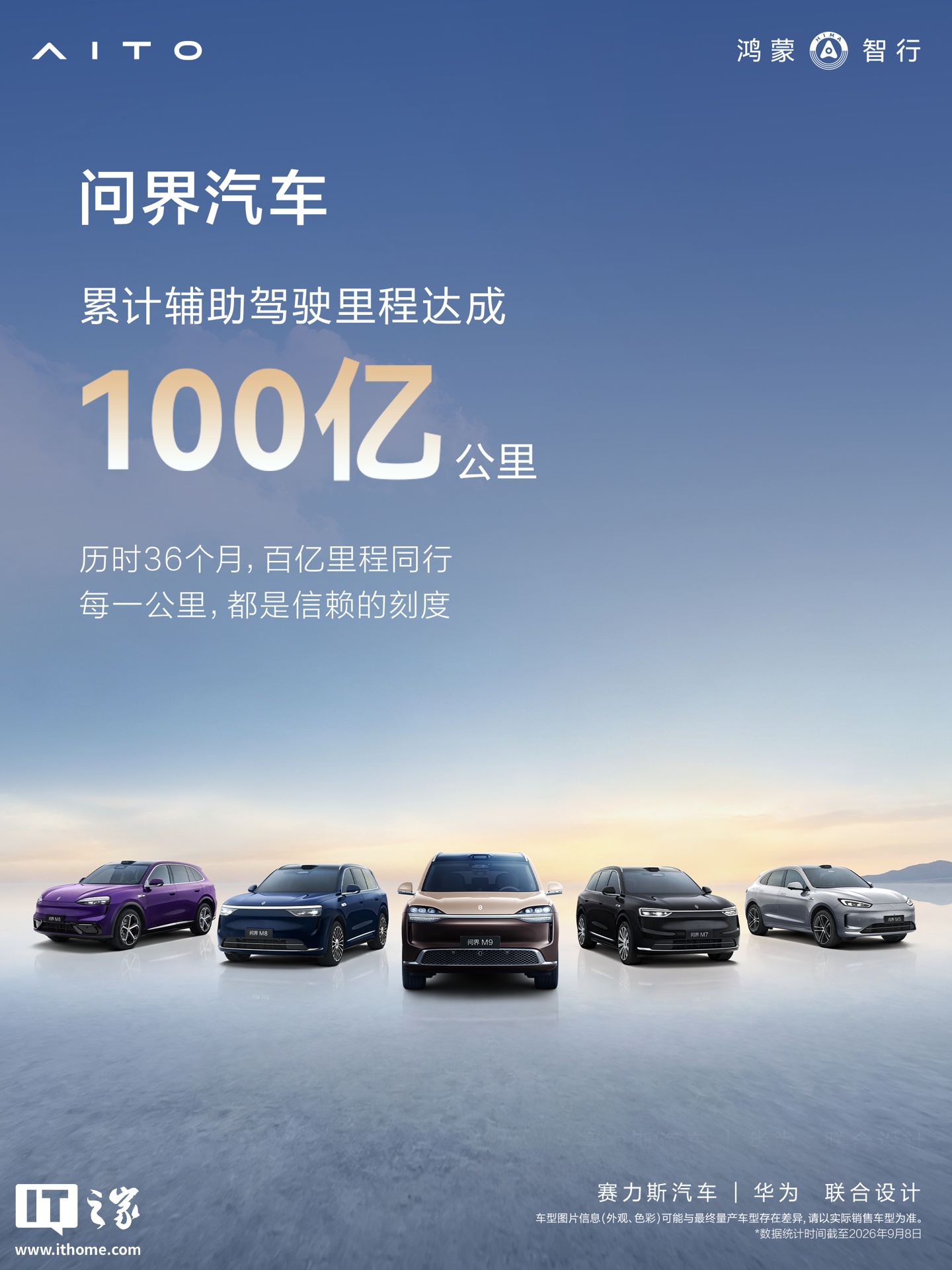 问界汽车辅助驾驶双百里程碑:累计里程100亿公里,活跃用户达100万名