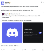 Discord 将推出游戏模式:检测到游戏后自动降低 CPU 和 GPU 占用
