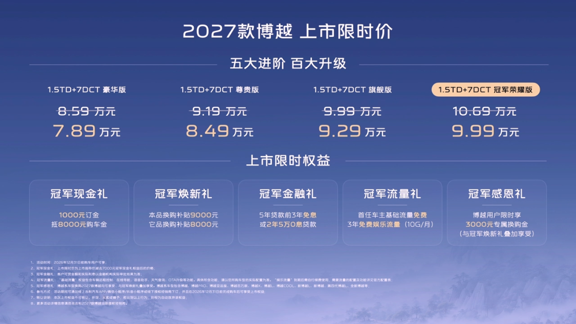 吉利2027款博越上市,换装GEEA3.0架构与Flyme Auto 2.5