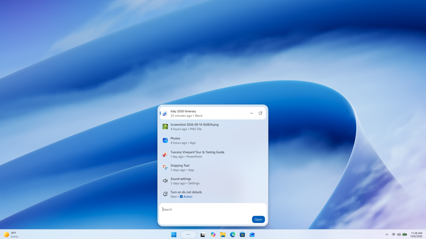 微软推送 Win11 Beta 与 Experimental 预览更新：改进搜索并新增电池状态小组件