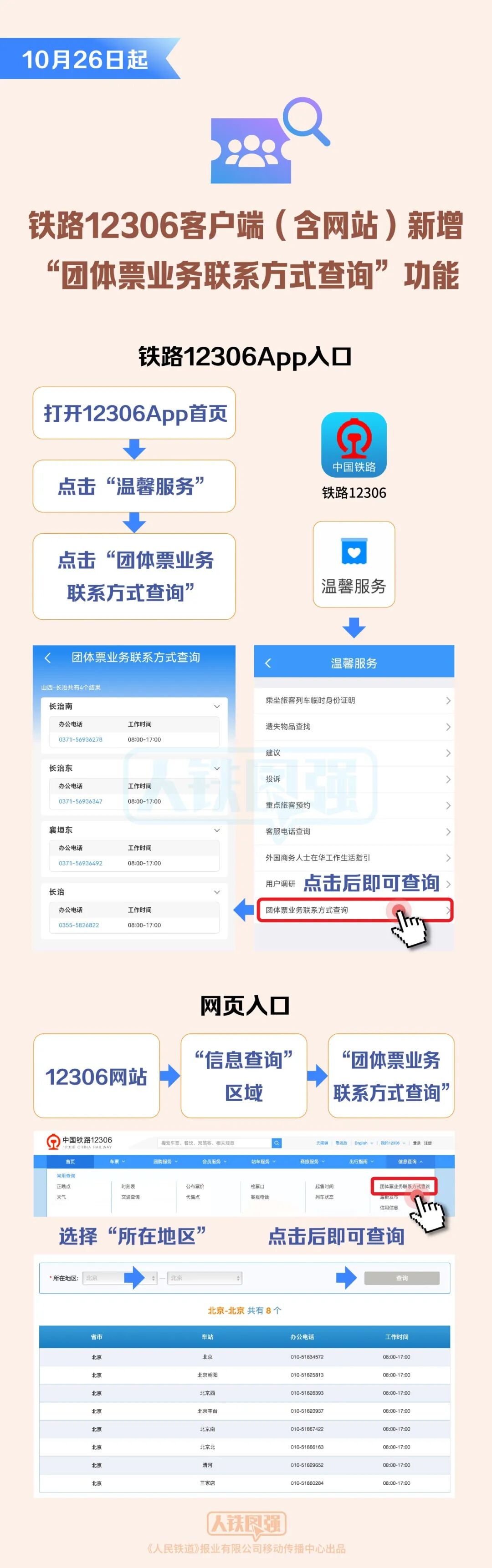 铁路12306客户端上线团体票联系方式查询服务