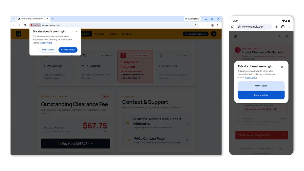 Chrome 增强安全浏览,新增可疑网站警告与 ClickFix 拦截